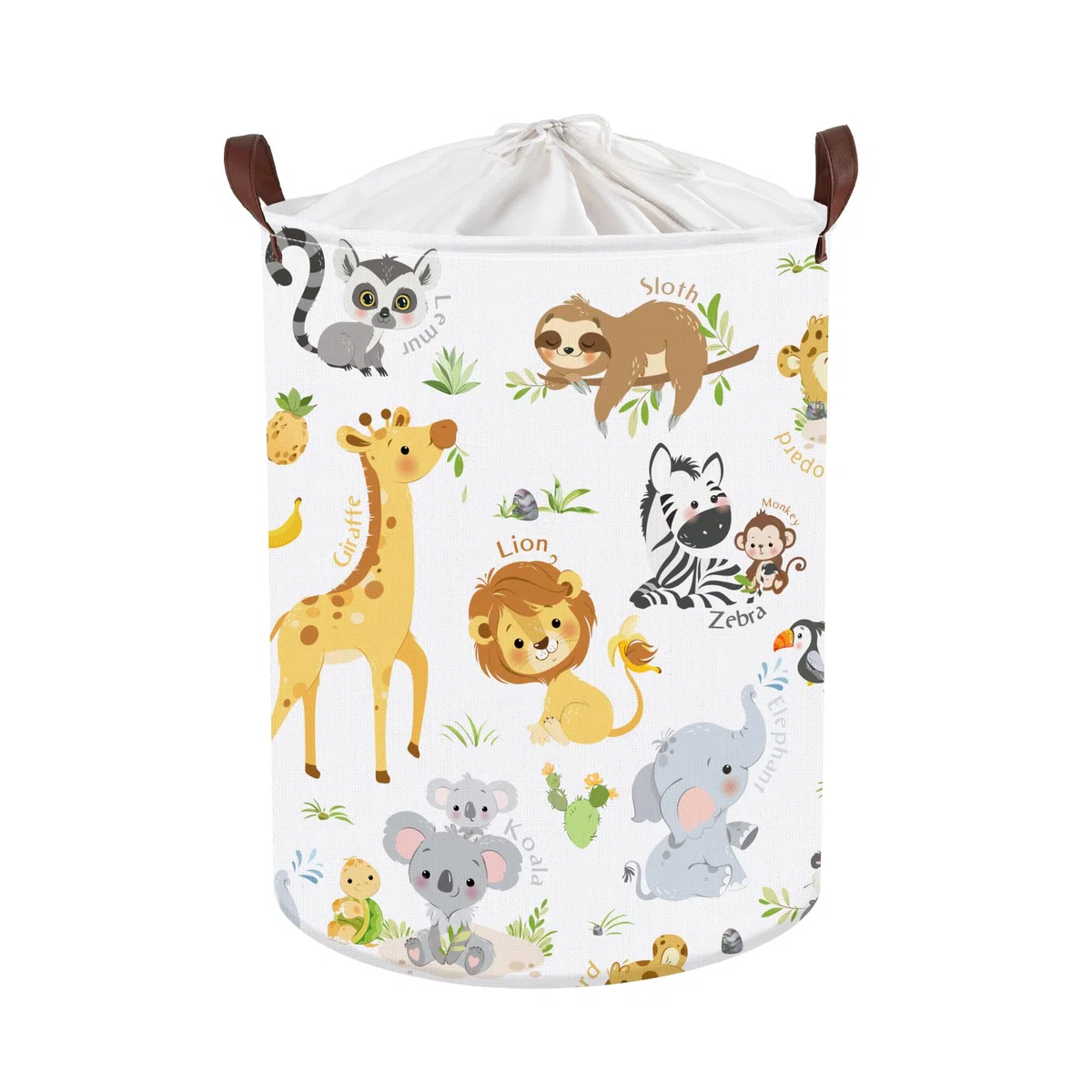 Clastyle Cesto Portabiancheria Animali Bosco Cestino Portaoggetti Foglie Cesta Biancheria Genitori per Organizzare Giocattoli Vestiti, Leone, 36x45 cm