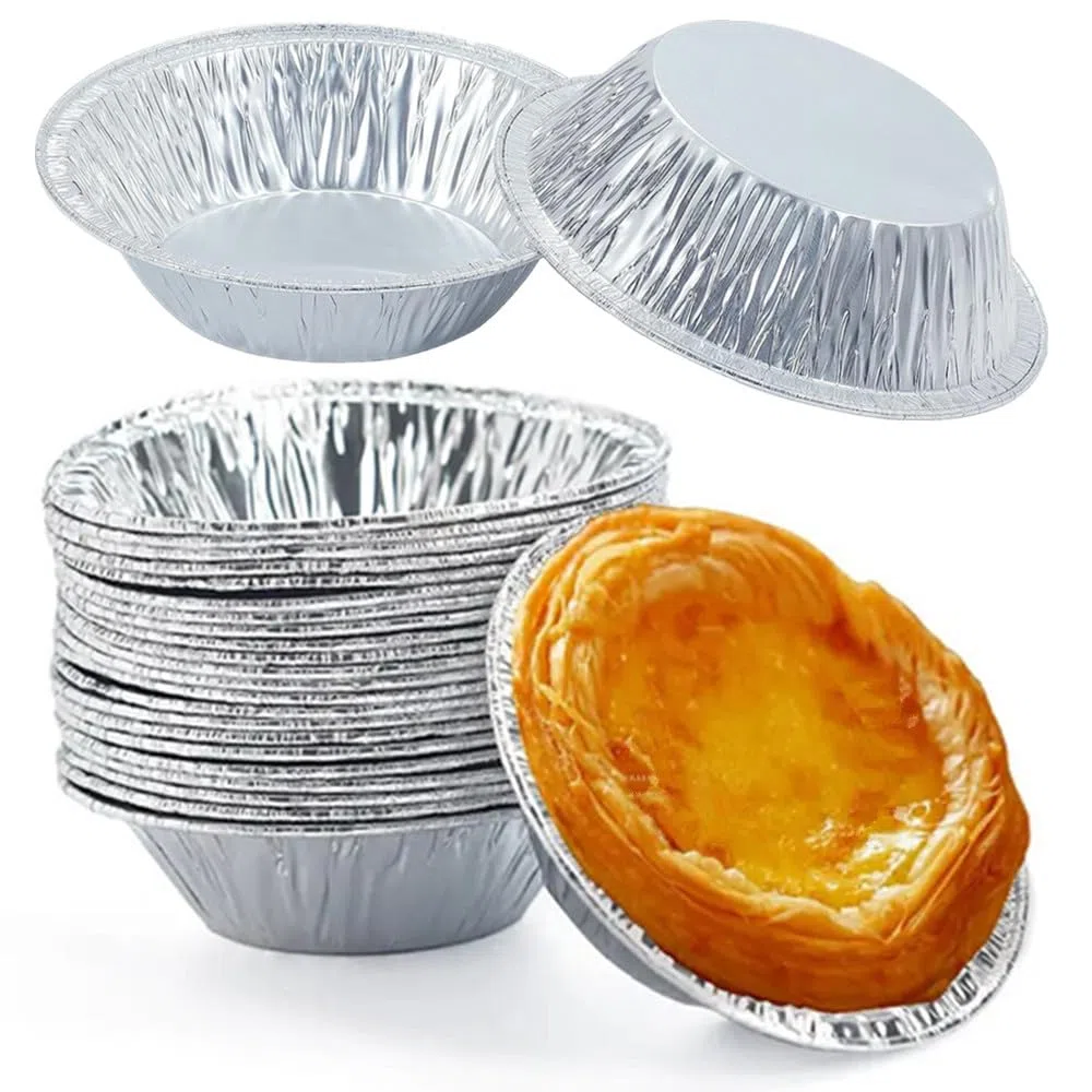 120 stampi per torte in pellicola, teglie rotonde in alluminio da 5 pollici, stampi per dolci in pellicola di alluminio, piccole pentole per friggitrici ad aria, cottura, cucina, cupcake