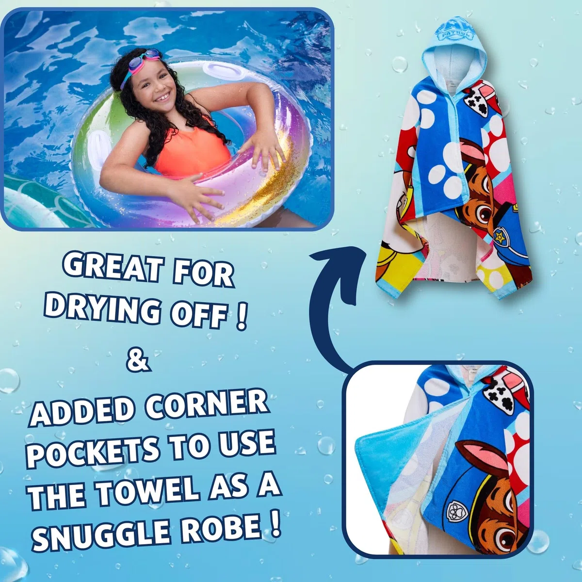 Paw Patrol Asciugamano con cappuccio 100 percento cotone Skye Chase Poncho Asciugamano da spiaggia bambini Asciugamano da bagno ragazzi Asciugamano nuoto ragazze Accappatoio per cambiarsi