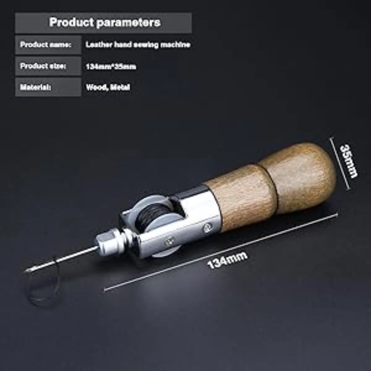 Candeon Punteruolo da Cucito, Punteruolo per Cucitura, Sewing Awl Aghi da Cucito a Mano, Blocco Automatico Pelle Punteruolo per Cucito Kit di Attrezzi per La Riparazione di Pelle con 2 Aghi