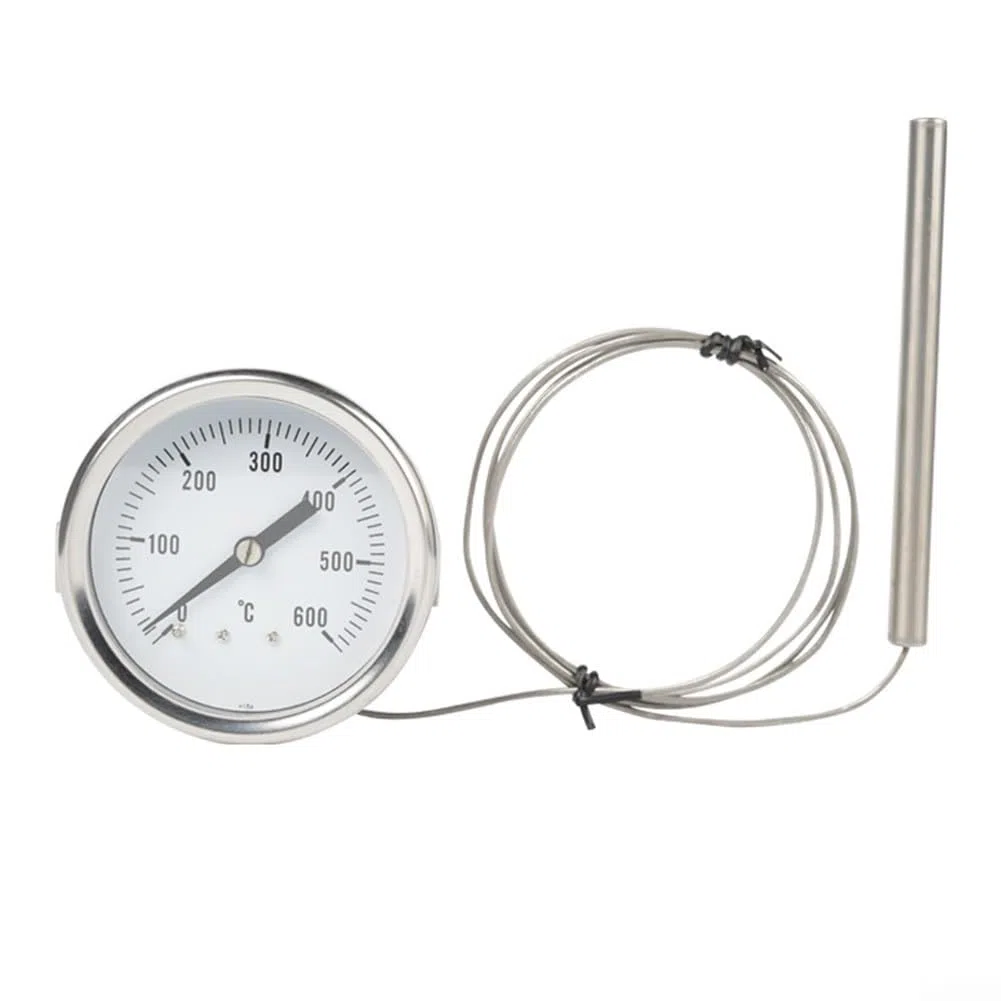 Termometro da forno in acciaio inox con sonda, 0°C-600°C, misuratore ad alta temperatura per forni, caldaie, griglie, uso industriale, linea 1 m, 68 mm