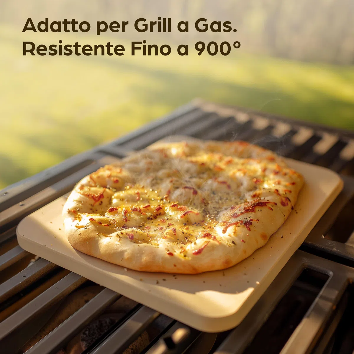 Praknu Pietra Refrattaria per Pizza da Forno Elettrico, Grill e Barbecue - Rettangolare 30x38 cm - Per un Impasto Croccante