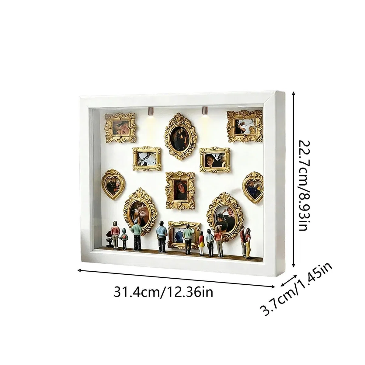 DIY Mini Museum Silhouette Box - Shadow Box Frame Kit Con 11 Cornici Dorate & 8 Figurine | Per San Elegante, Anniversari E Matrimoni | Vetrina Illuminata Per Ricordi Familiari