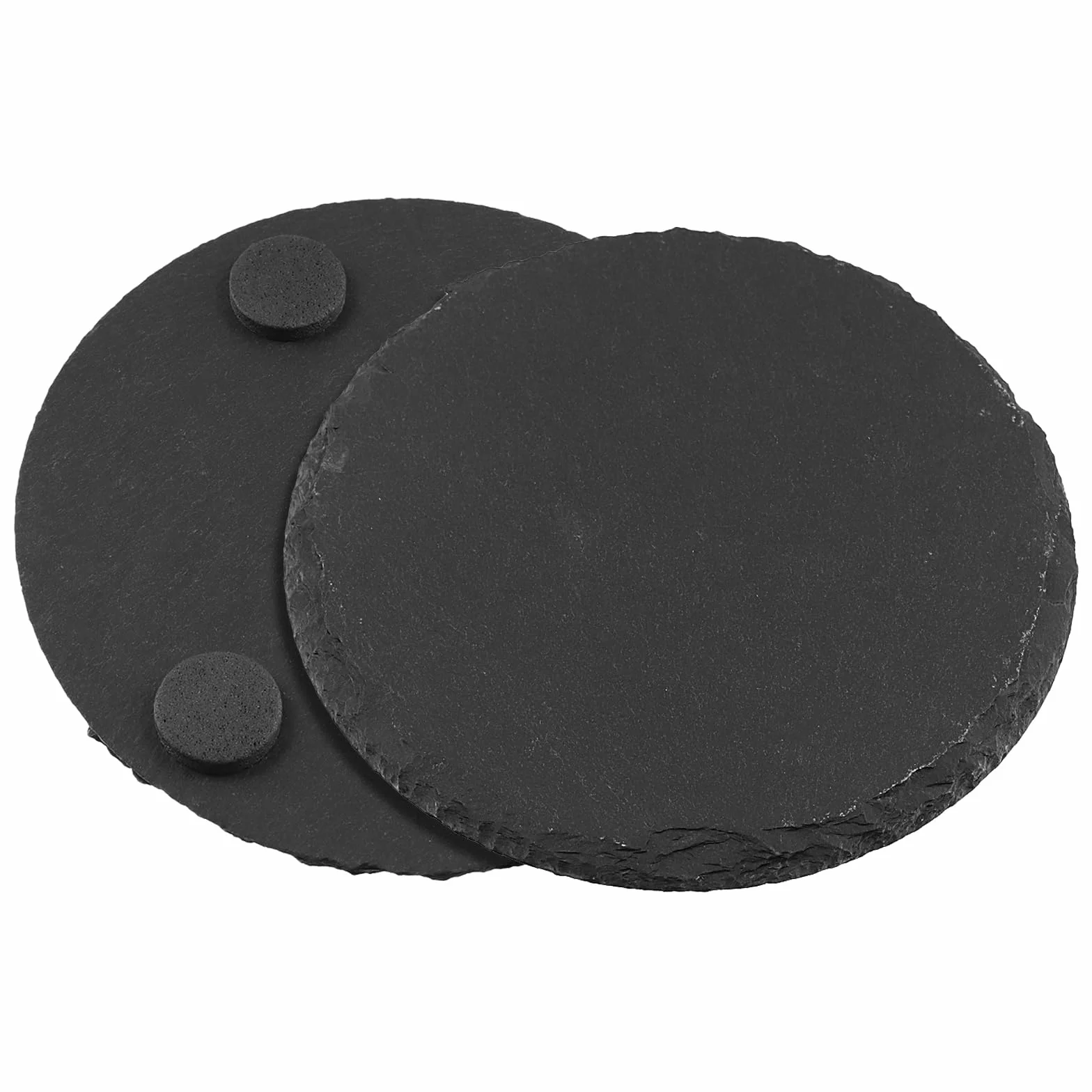 FUNSUEI Set di 10 sottobicchieri rotondi in ardesia, 10 cm, piatti quadrati in ardesia, per bevande, tazze, bar, vetro
