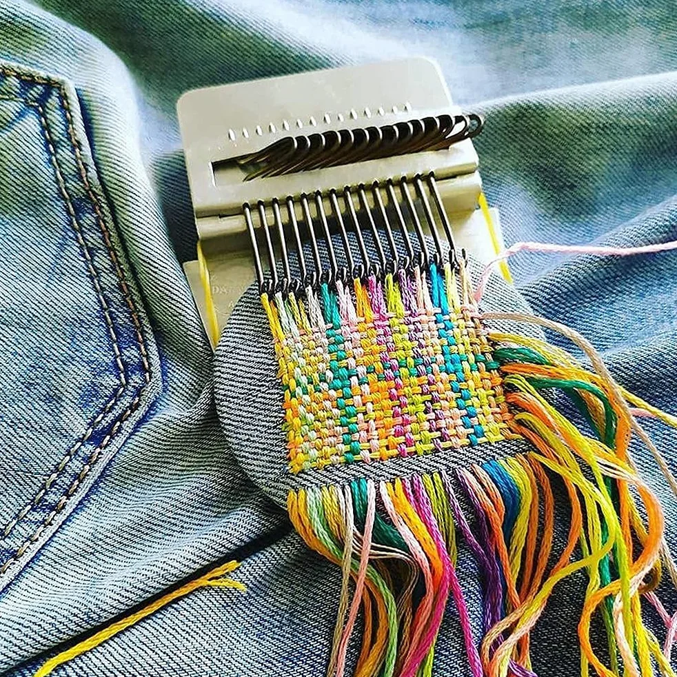 Mini Telaio da Rammendo Speedweve Type Weve Tool, Kit Telaio per Tessitura Piccolo, per Rammendare Rapidamente Jeans, Riparare Abiti, Arti di Tessitura Fai-da-te, Telaio da