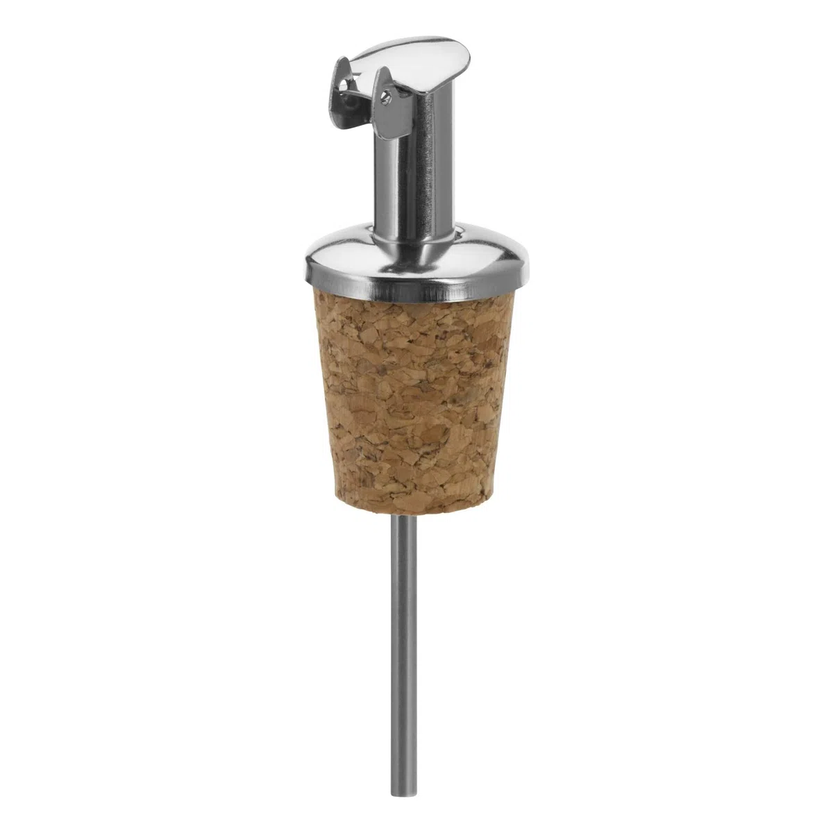 Westmark 4 Beccucci per Bottiglie di Liquori e Olio + 4 Tappi di Ricambio, Corti, Metallo/Acciaio Inossidabile, Tappi in Sughero Naturale, Inox Gastro, Argento, 457022E3