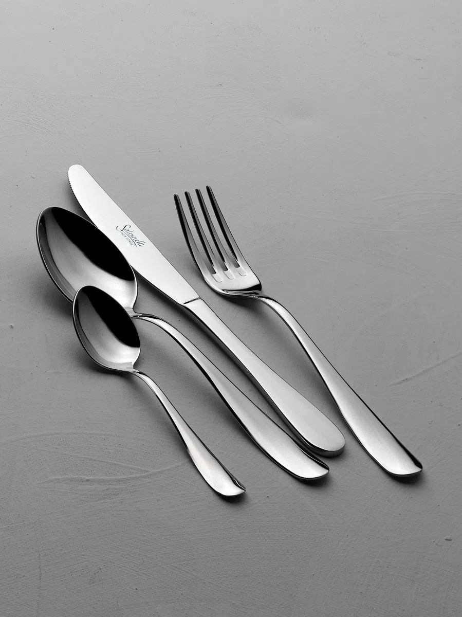 Salvinelli Twist Set Coltello da tavola Acciaio Inox 18/10, Coltello Forgiato 12 Pezzi, Spessore 1,8 mm, Made in Italy, Finitura Lucida