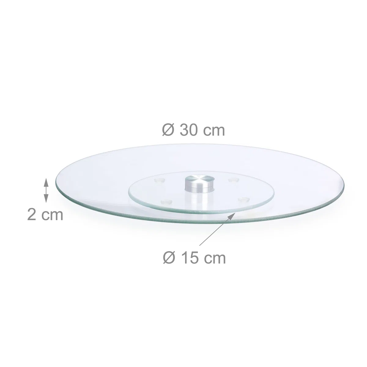 Relaxdays Piatto per Torte, Girevole a 360º, Ø 30cm, per Decorare e Servire, Tortiera Rotonda, Vetro, Trasparente