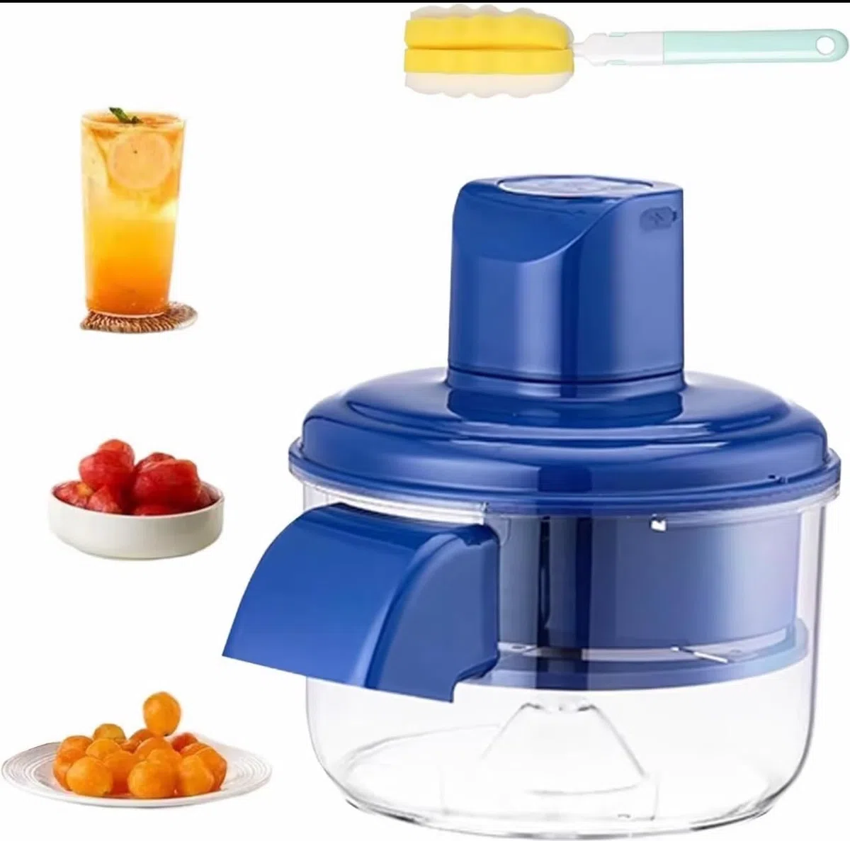 Sbucciatore Elettrico Automatico per Frutta e Verdura, Pelapatate con 5 Lame in Acciaio Inox, 50W, Ricaricabile, Blu, 10-25 Secondi