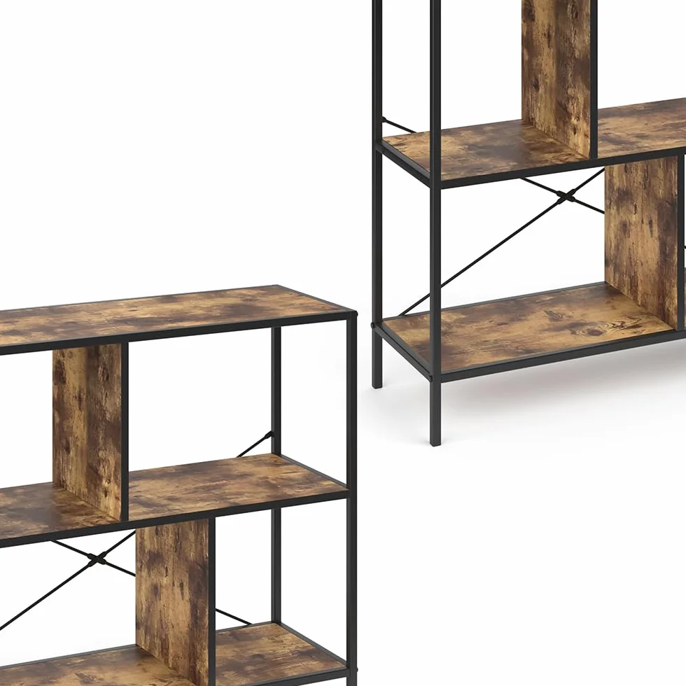 Vicco Divisorio per ambienti Fyrk, Legno antico, 80 x 79 cm, utilizzabile come divisorio con struttura in metallo e ripiani aperti