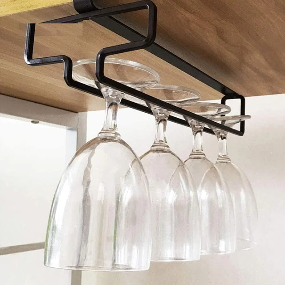 3 Pezzi Porta Bicchieri Sospesi, Wine Glass Rack Supporto Per Bicchieri A Calice Portabicchieri Sospeso Porta Calici Sottopensile per Calici Senza Foratura, Bar Ristorante Cucina, Bianco
