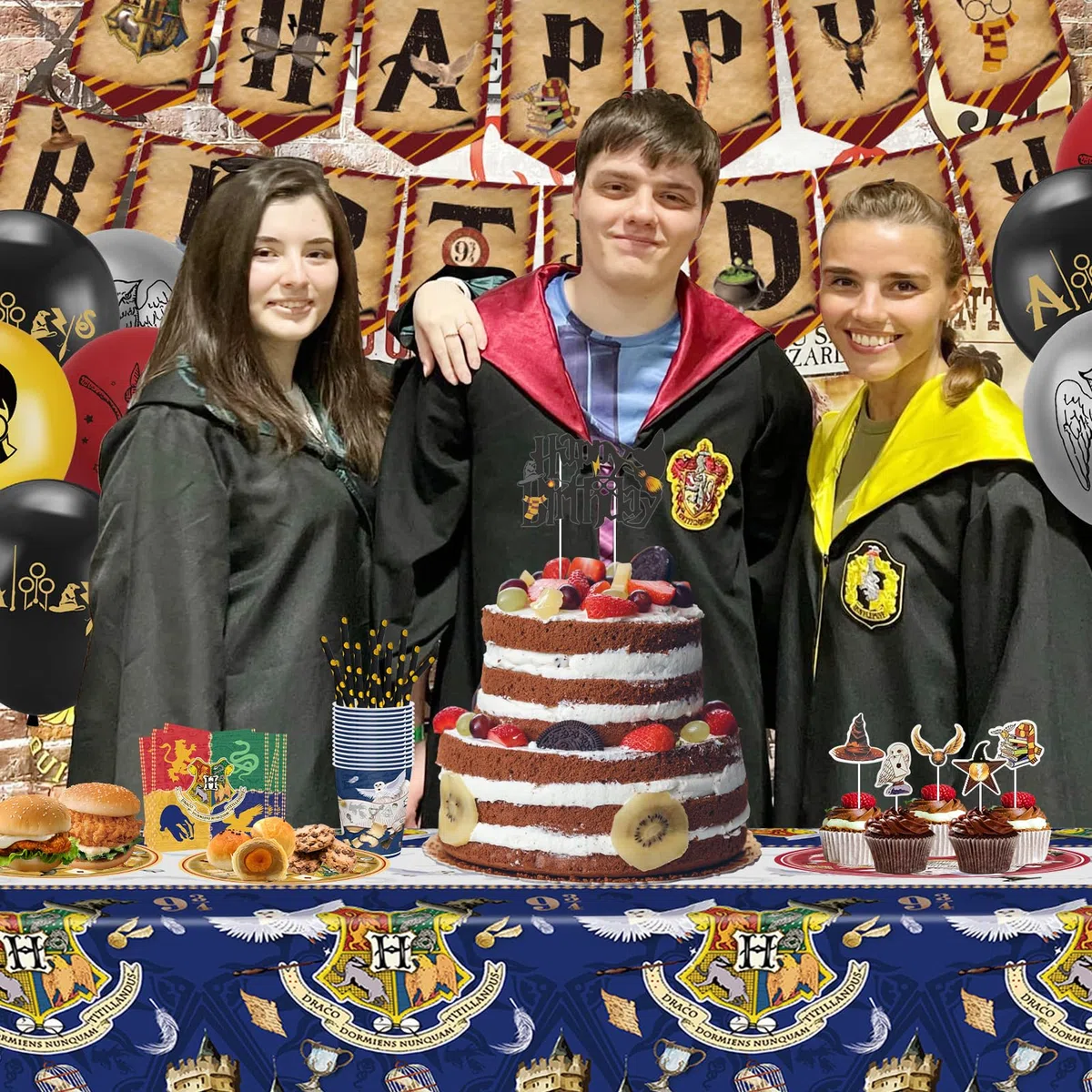 Decorazioni per Feste di Compleanno Harry: Decorazioni di compleanno Wizard per Bambini - 16 Ospiti Stoviglie per Decorazioni di Compleanno di Mago - Harry Decorazione per Feste a Tema