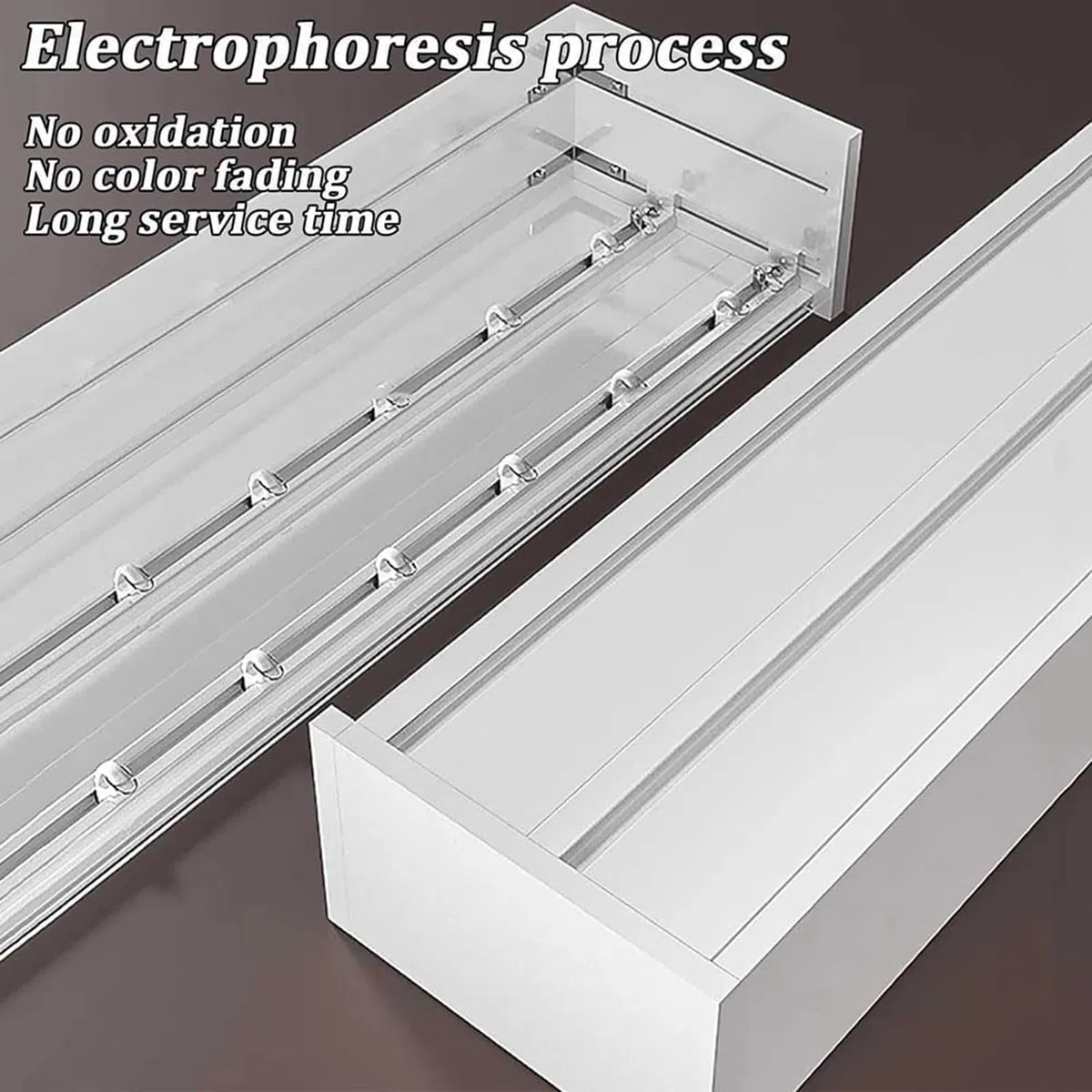Sistema di binari per tende, montaggio a soffitto a doppio binario per tende, design a scatola in metallo per una facile installazione