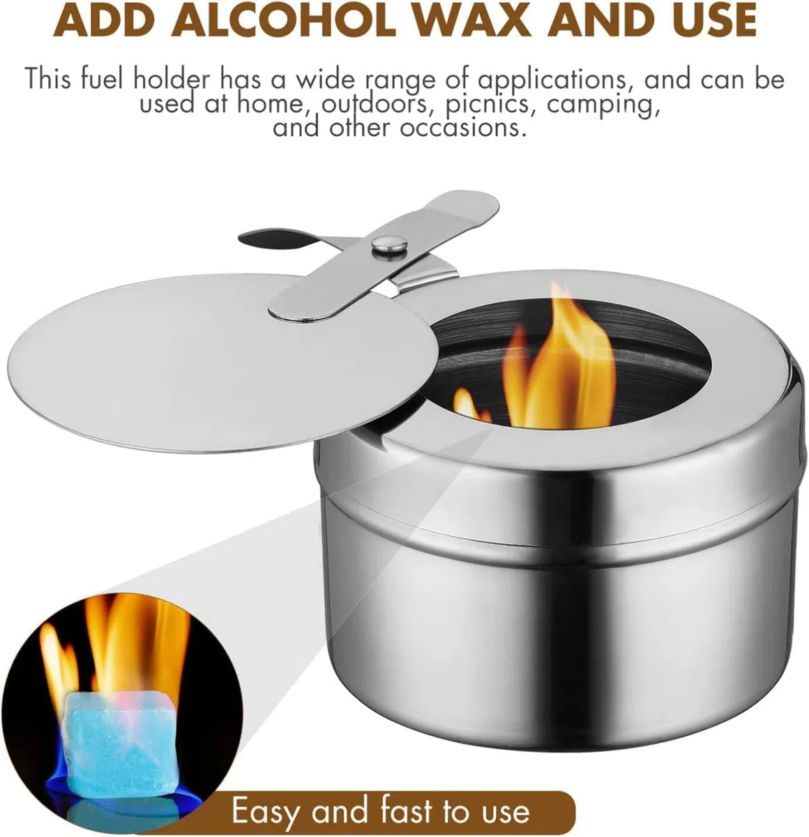 8 Pezzi Contenitore per Pasta Combustibile per Fonduta, Scaldavivande per Chafing Dish in Acciaio Inox, con Regolatore di Fiamma Fuel Holder, Cucina ad Alcool per Hotpot, Drypot
