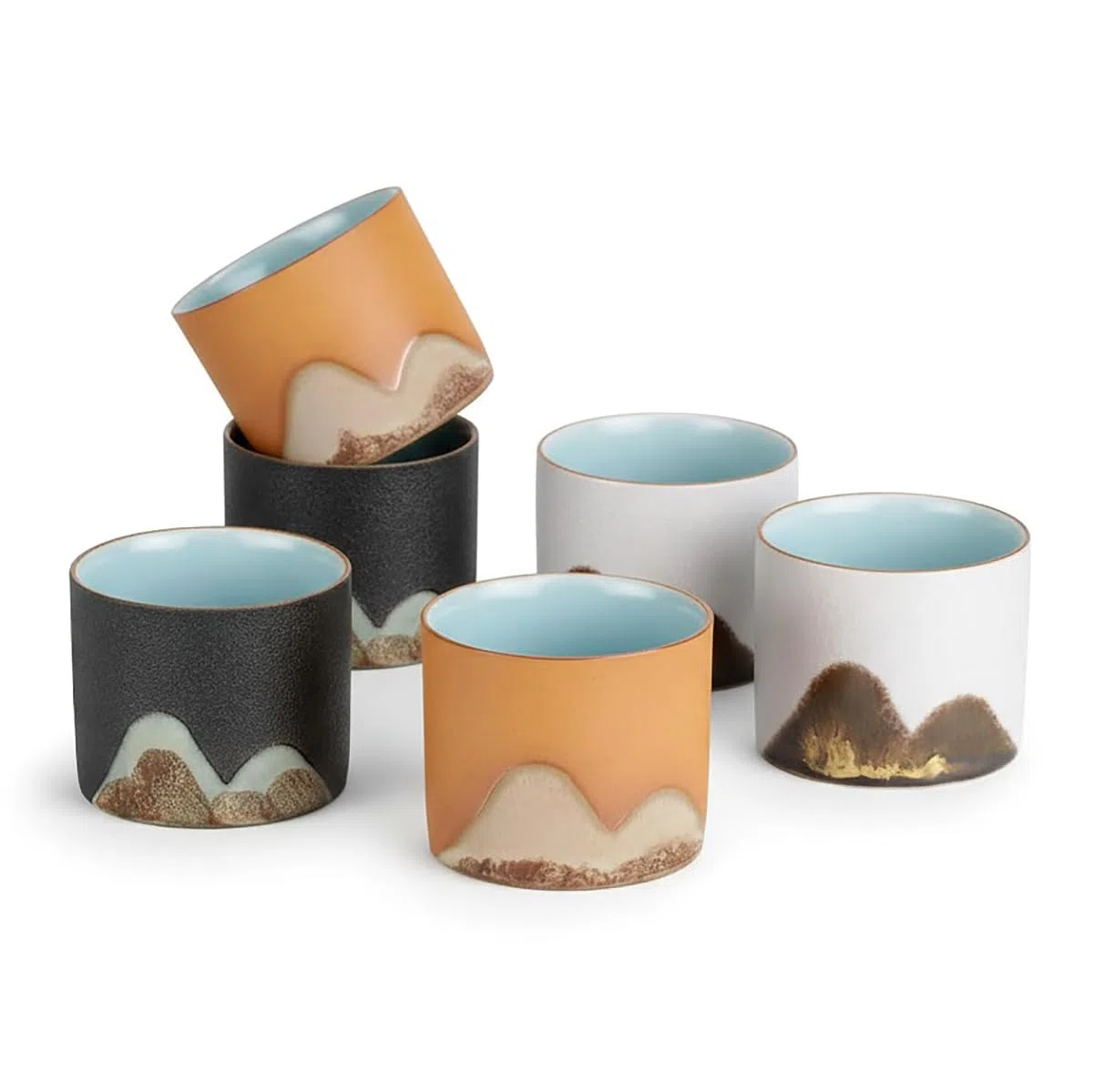 Set di tazze giapponesi per sake, fatte a mano, 6 pezzi, ciotole in ceramica sake | servizio tazze sake | 55 ml