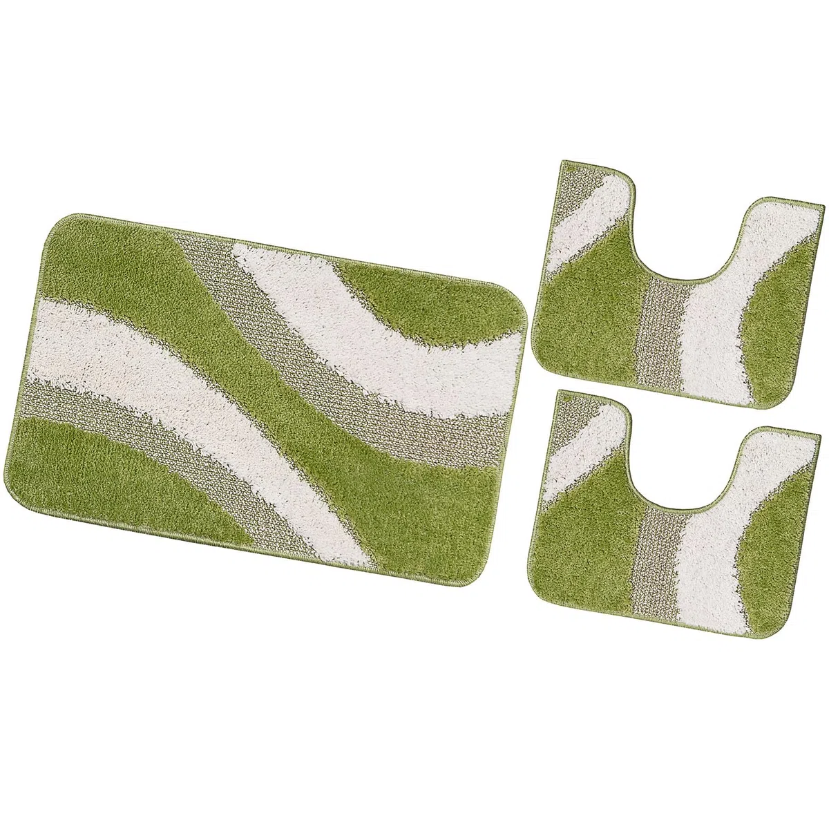emmevi Tappeto Bagno Moderno Parure Set 3 Pezzi Morbido Soffice Shaggy Antiscivolo Lavabile Verde