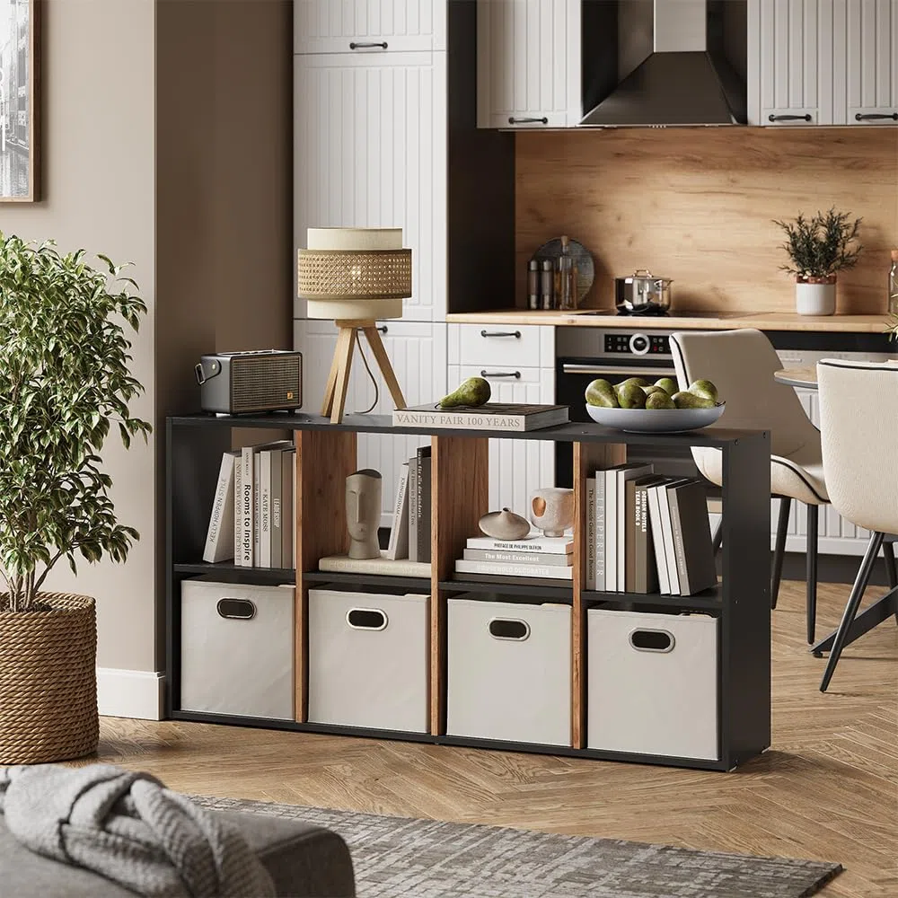 Vicco Scaffale Scutum, Antracite/Rovere dorato, 143 x 72 cm, per l’utilizzo come divisorio o come libreria aperta