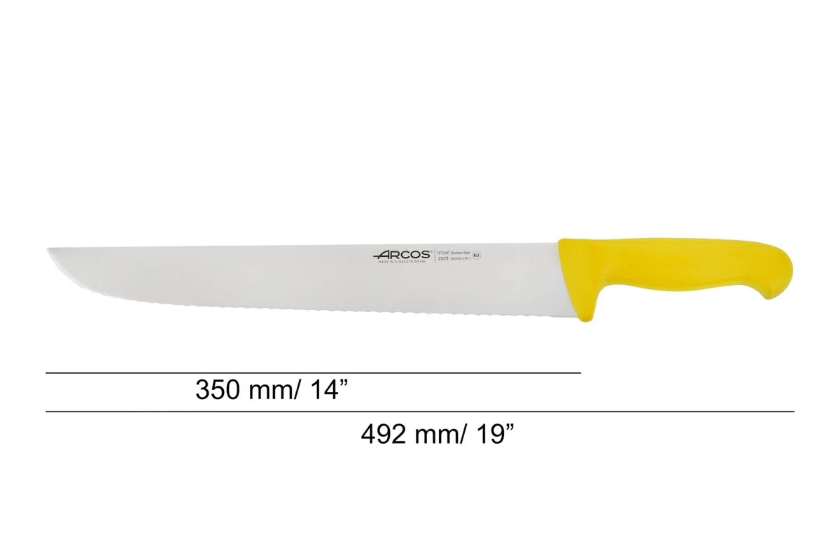 Arcos Serie 2900, Coltello Pescivendolo Coltello Pesce, Lama Acciaio Inossidabile NITRUM 350 mm, Manico Polipropilene, Colore Giallo