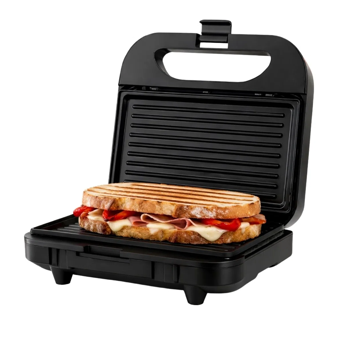 BLACK+DECKER BXSA752 - Macchina per Sandwich 750W | Piastre Grill 21,5x12,5 cm | Antiaderenti | Temperatura Ottimale | Compatta e Facile da Riporre