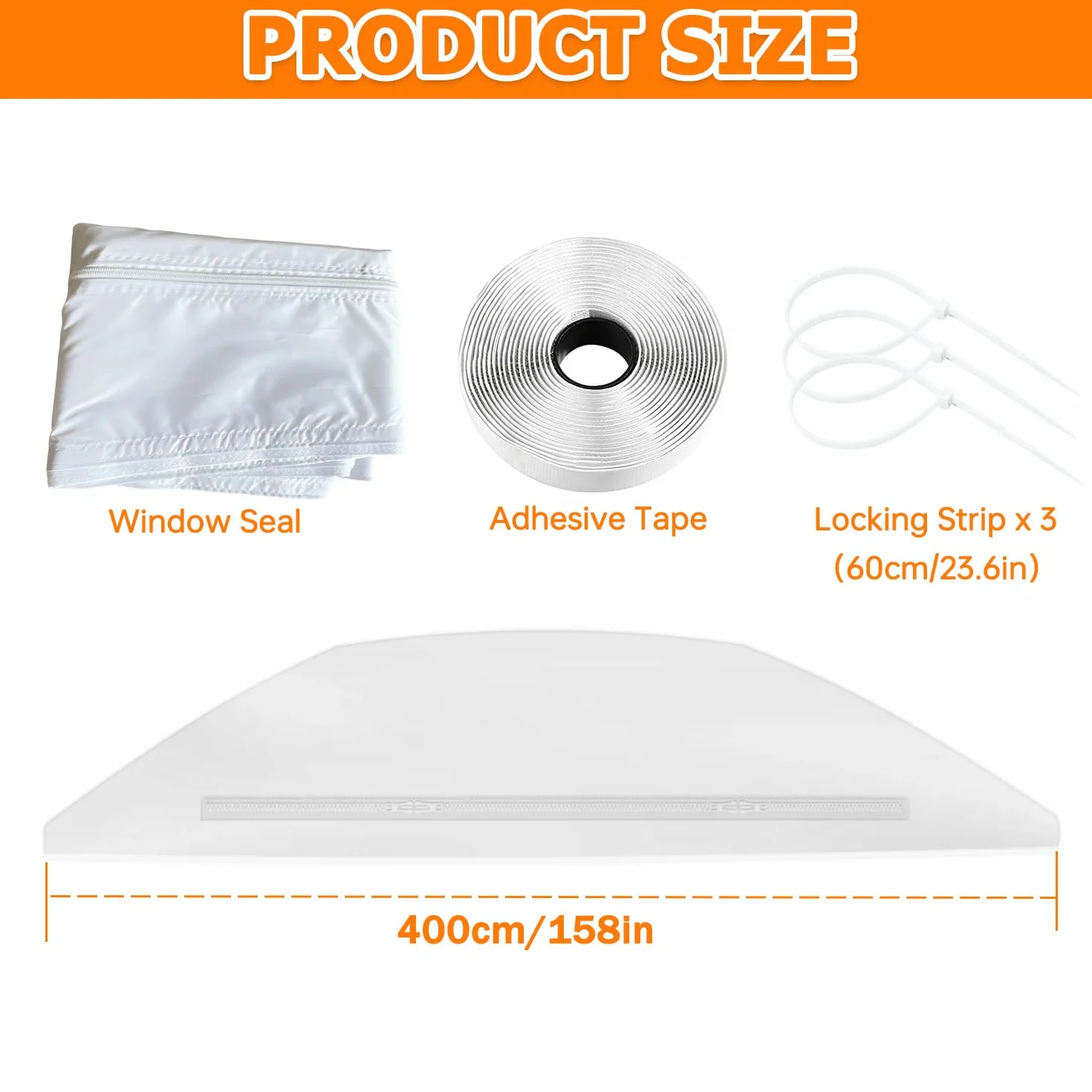 400CM Guarnizione Finestra per Condizionatore Portatile, Hot Air Stop,Guarnizione Condizionatore per Asciugatrice e Climatizzatori con cerniera e nastro adesivo