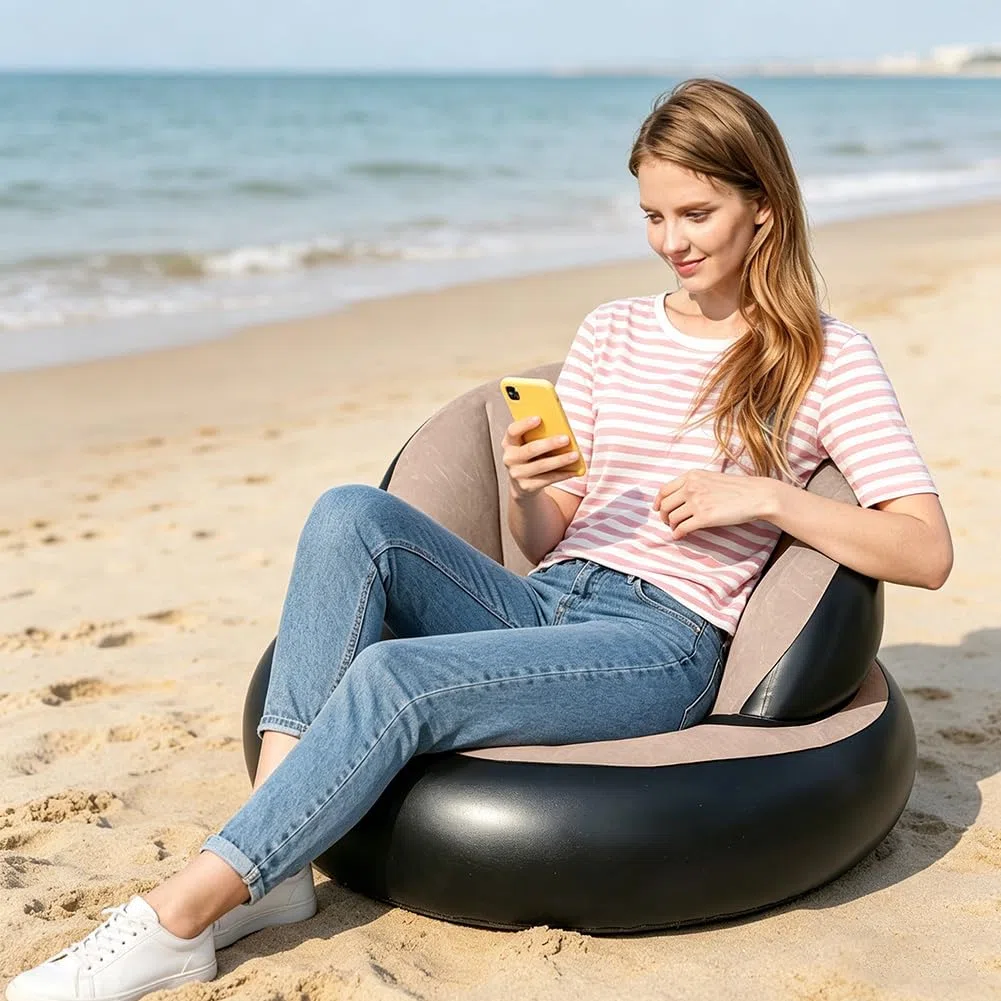 Divano gonfiabile con pompa, poltrona gonfiabile, poltrona gonfiabile, da campeggio, impermeabile, gonfiabile, per esterni, con superficie floccata, portatile, per viaggi, campeggio, spiaggia