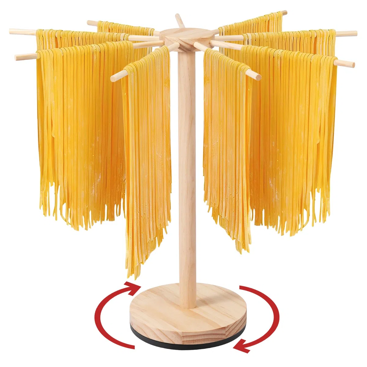 Asciugatrice per Pasta con Base Girevole Essiccatore Pasta Fresca con 9 Manici Rimovibili Stendipasta per Pasta Fresca per Asciugare Fino A 4,5 kg Riutilizzabile per Pasta