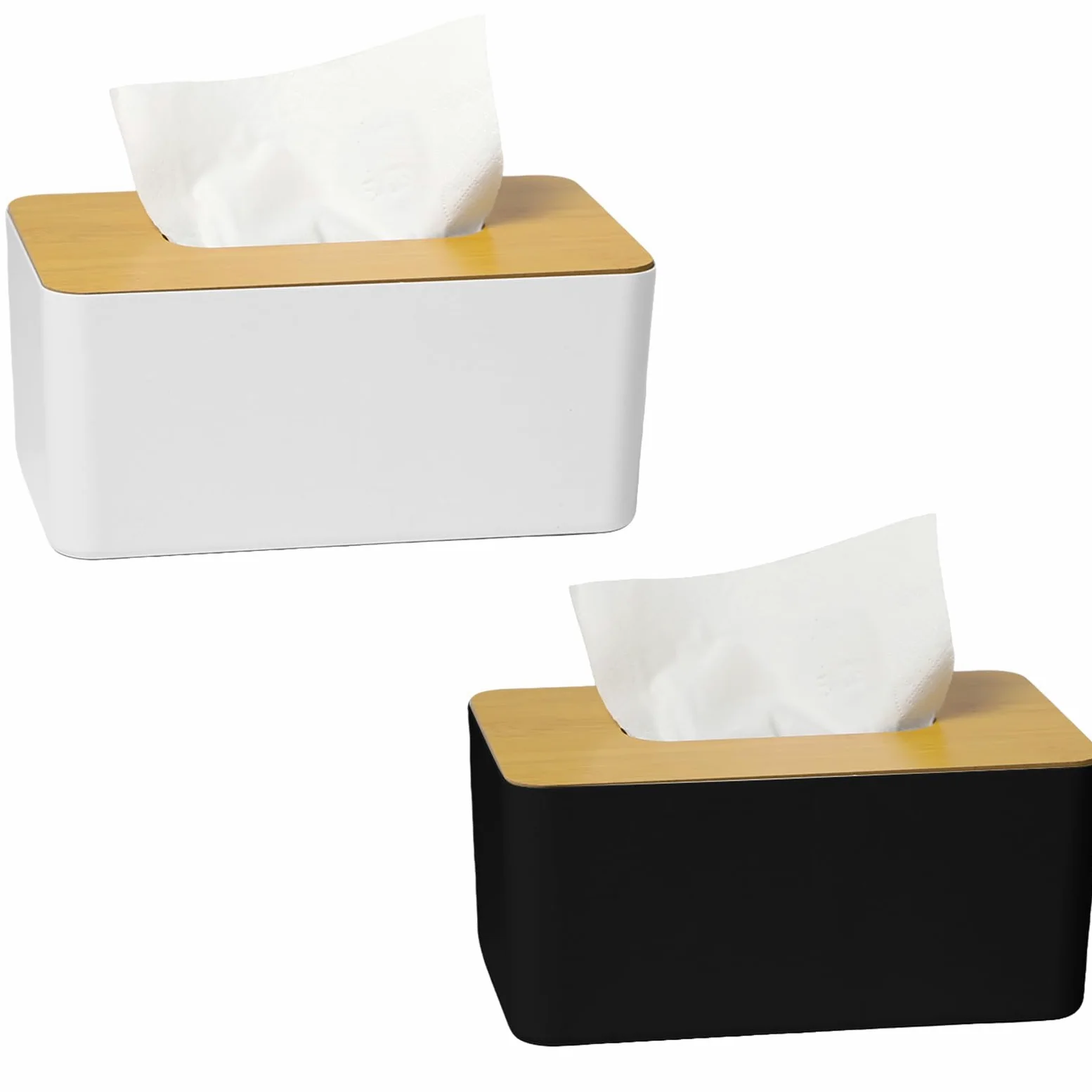 2 Pezzi Porta Fazzoletti con Coperchio in Bambù Scatola per Fazzolettis con Coperchio in Bambù Scatola per Fazzoletti Rettangolari 21*13*9.5cm Portafazzoletti Bagno pir Soggiorn,Ufficio,Cucina