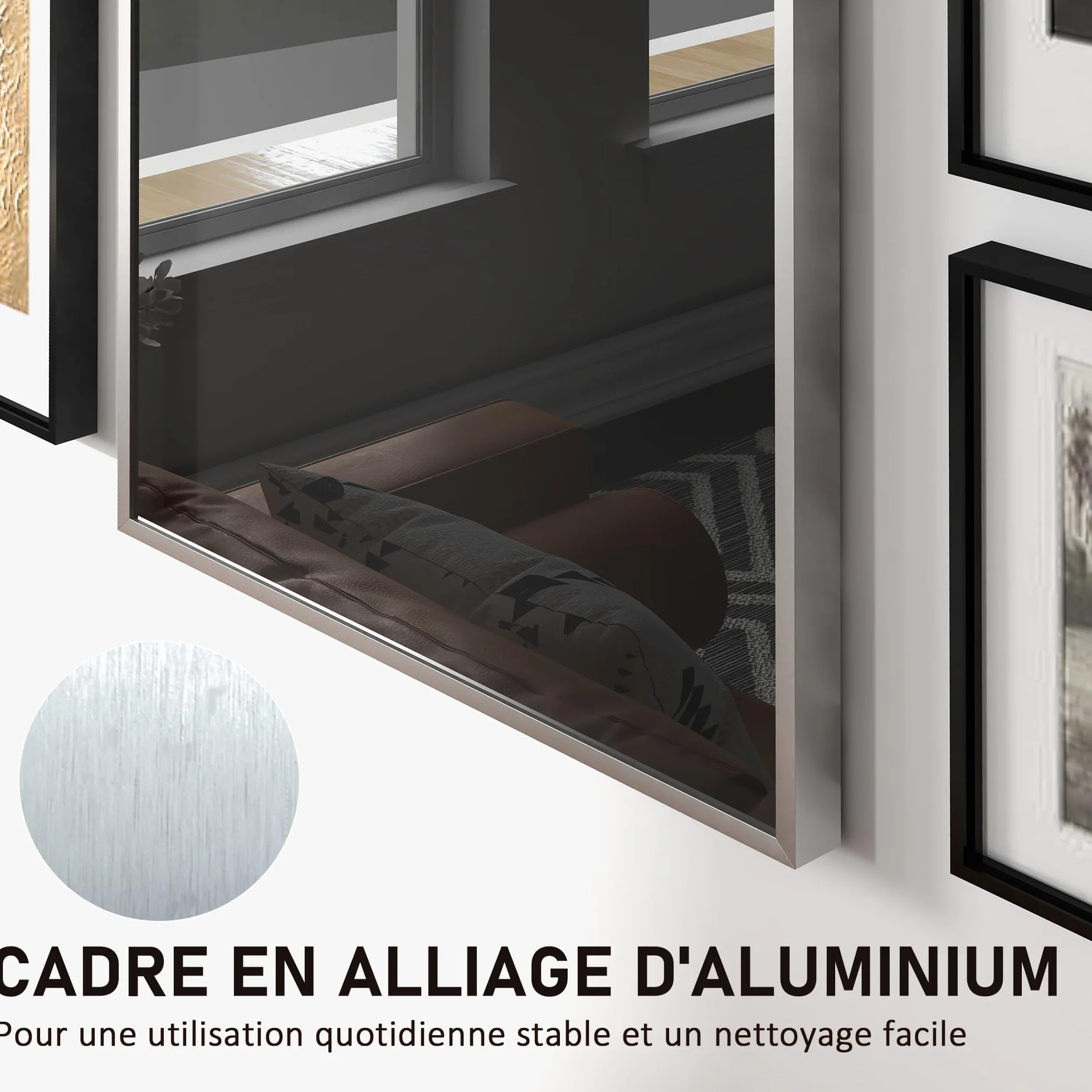HOMCOM Frame Box T-Frame Telaio in alluminio per maglia porta acrilico fodera interna in feltro 70 x 90 cm Argento