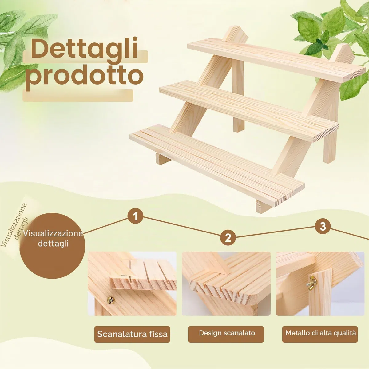 Espositore a 3 Livelli in Legno per Orecchini e Anelli, Espositore a Soffietto con Scanalatura, Rimovibile, Supporto per Gioielli per Profumi, Figure, Cosmetici, Collezionismo, Cupcake