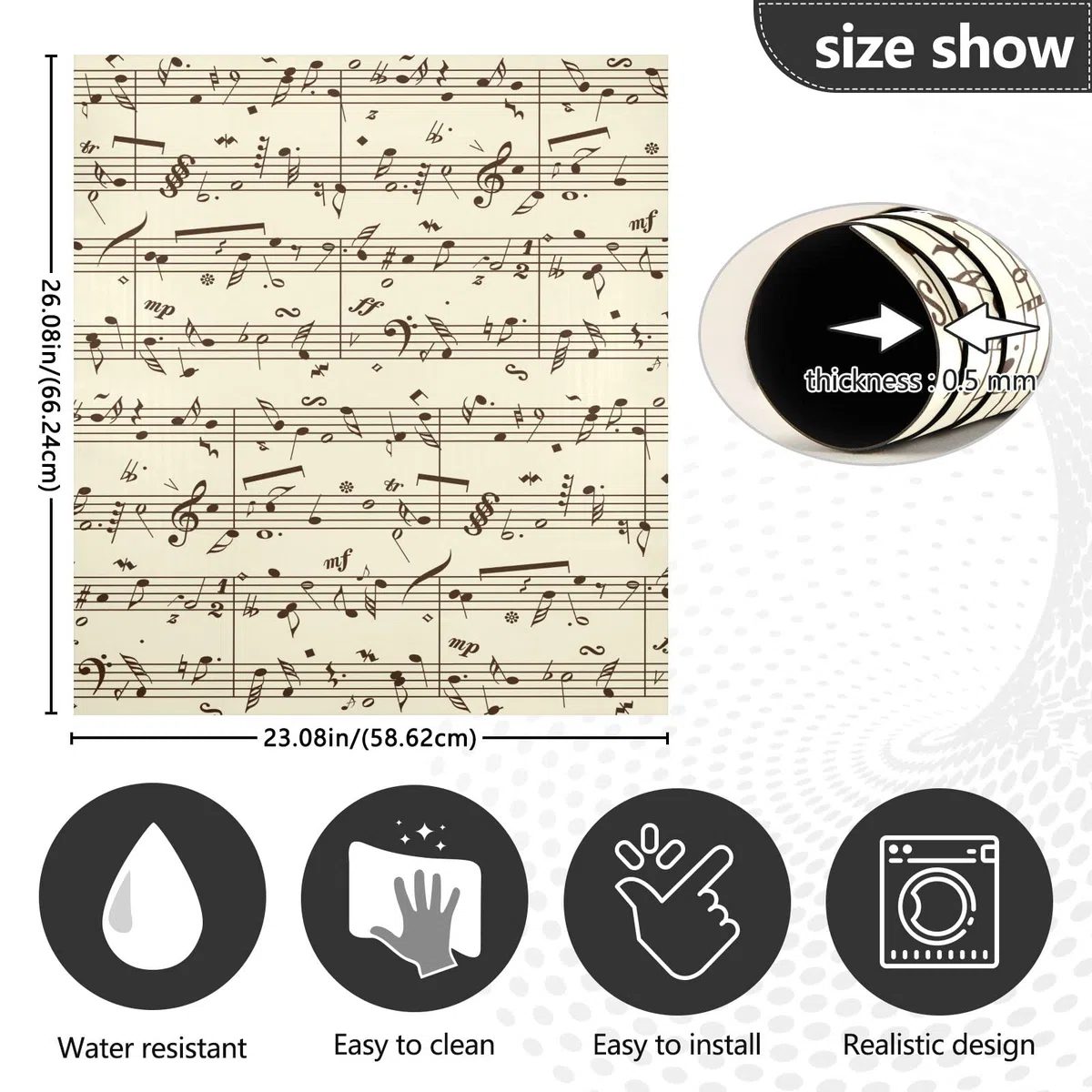 Copertura magnetica per lavastoviglie, motivo musicale, riutilizzabile, per pannello porta anteriore, decorazione cucina, lavastoviglie, per frigorifero, microonde, vacanze, 58,4 x 66 cm