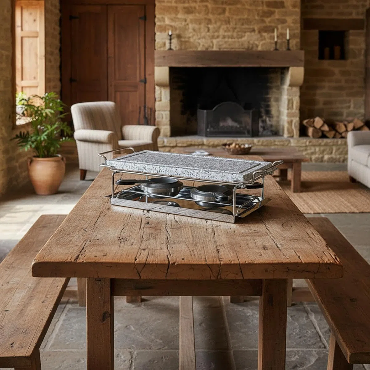 Quid Arbon – Set per Barbecue a Pietra con 2 fornelletti