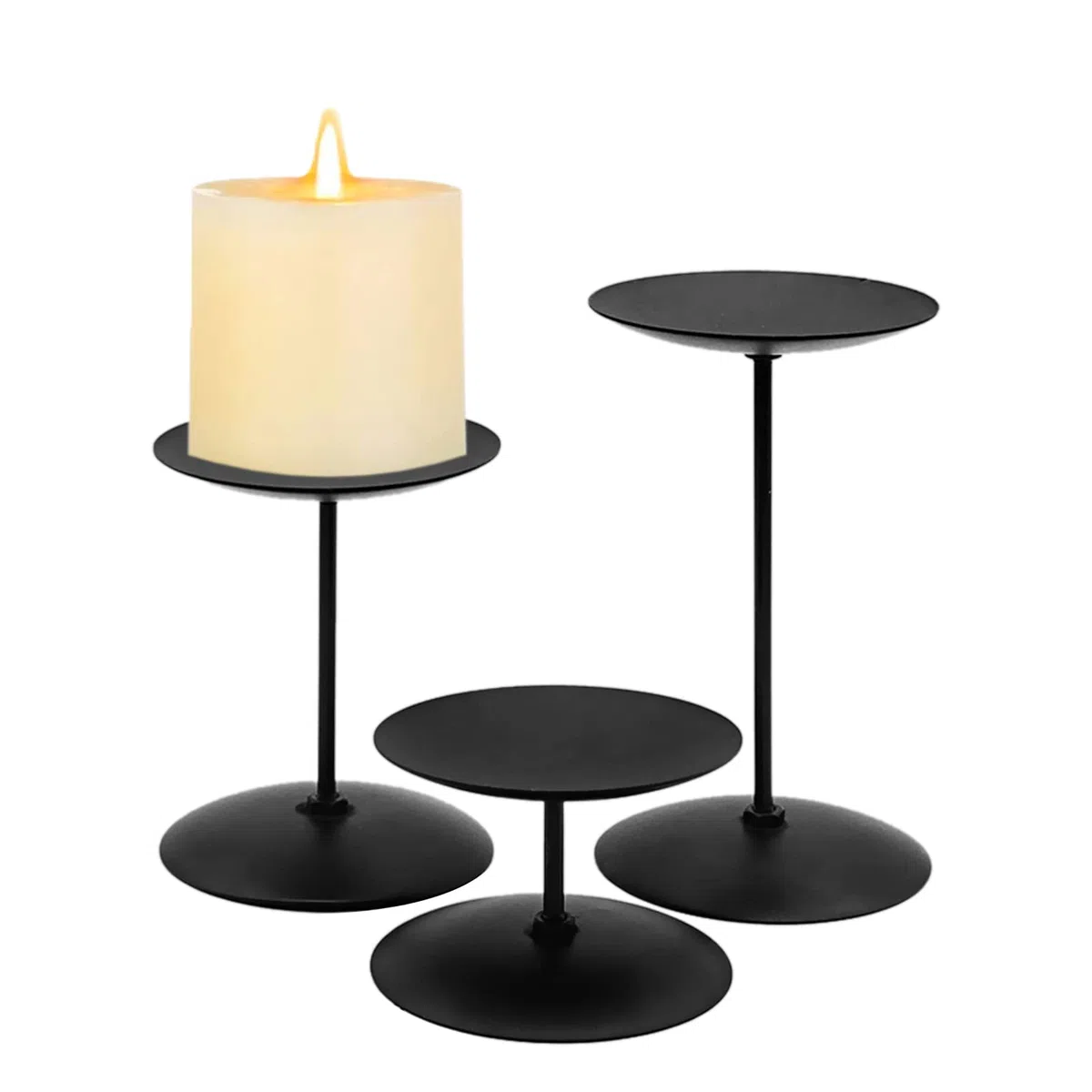 porta candele, 3 candelieri vassoio in metallo nero portacandele candela a stelo portacandele dellavvento per la decorazione della tavola Matrimonio Halloween Decorazione natalizia