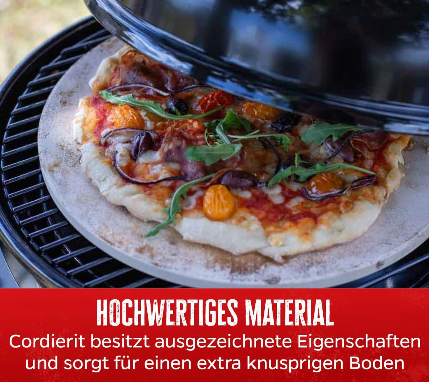 Grillfürst Pietra per Pizza Rotonda in Cordierite - Piastra per Pizza per Grill e Forno, Pietra da Forno a Riscaldamento rapido per pizze croccanti, Ø 33 cm
