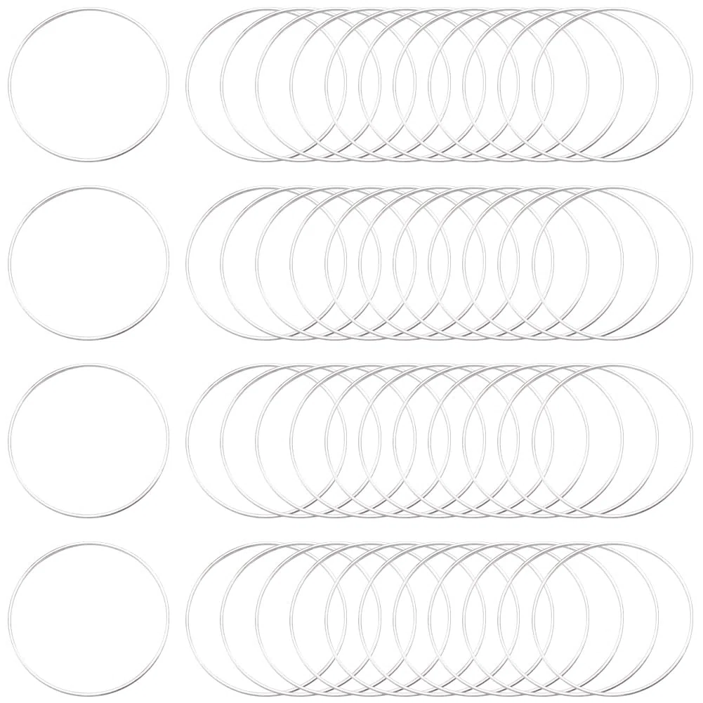 50 pz 50mm Cerchi Rotondi Perline Orecchini con Perline Cerchi per Orecchie In Argento Collegamento In Ottone Cornice Vuota Cerchio Anelli per Gioielli Fai Da Te Creazione di Orecchini Bulk P