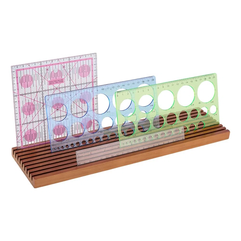 PH PandaHall Organizzatore per Righello per Quilting In Legno A 9 Slot Supporto per Righello Supporto per Righelli per Quilting 4mm Porta per Righelli A Griglia per Cucire Domestiche, Marrone, 38x10cm