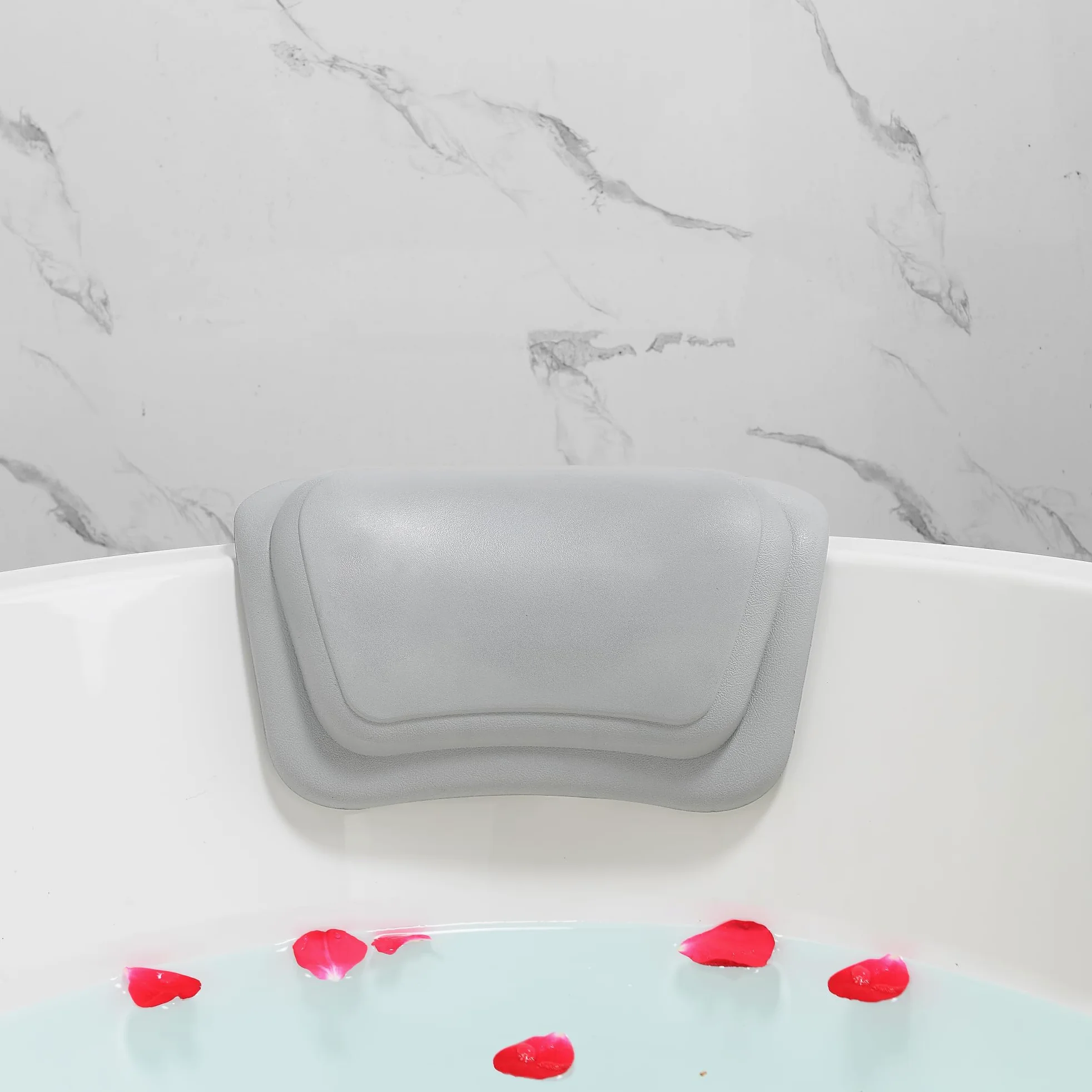 Lonkenn Cuscino da Bagno, Cuscino per Vasca da Bagno, Impermeabile Cuscino di Vasca da Bagno con Ventose, per Collo Testa Vasca da Bagno, Poggiatesta Ergonomico per Tutti i Tipi di Vasca-Grigio