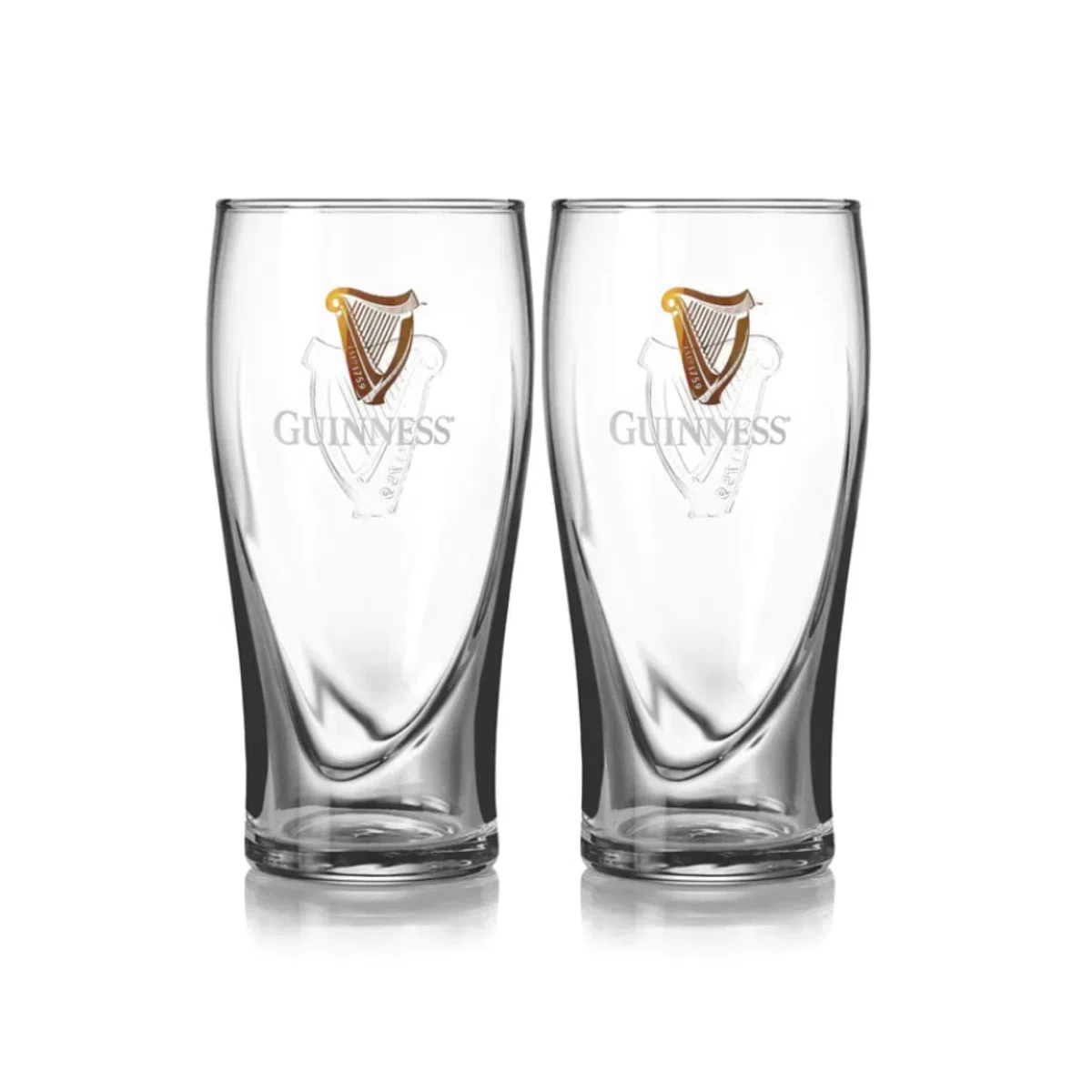 Guinness – Set di 2 bicchieri, decorazione: arpa