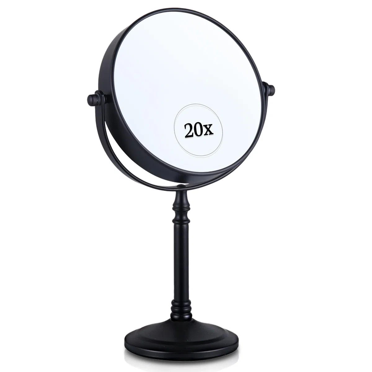 Mirrorvana Specchio da tavolo per trucco con ingrandimento 20X e 1X, ideale per make up e toeletta da bagno, specchietto ingranditore 30 x 15 cm (nero)
