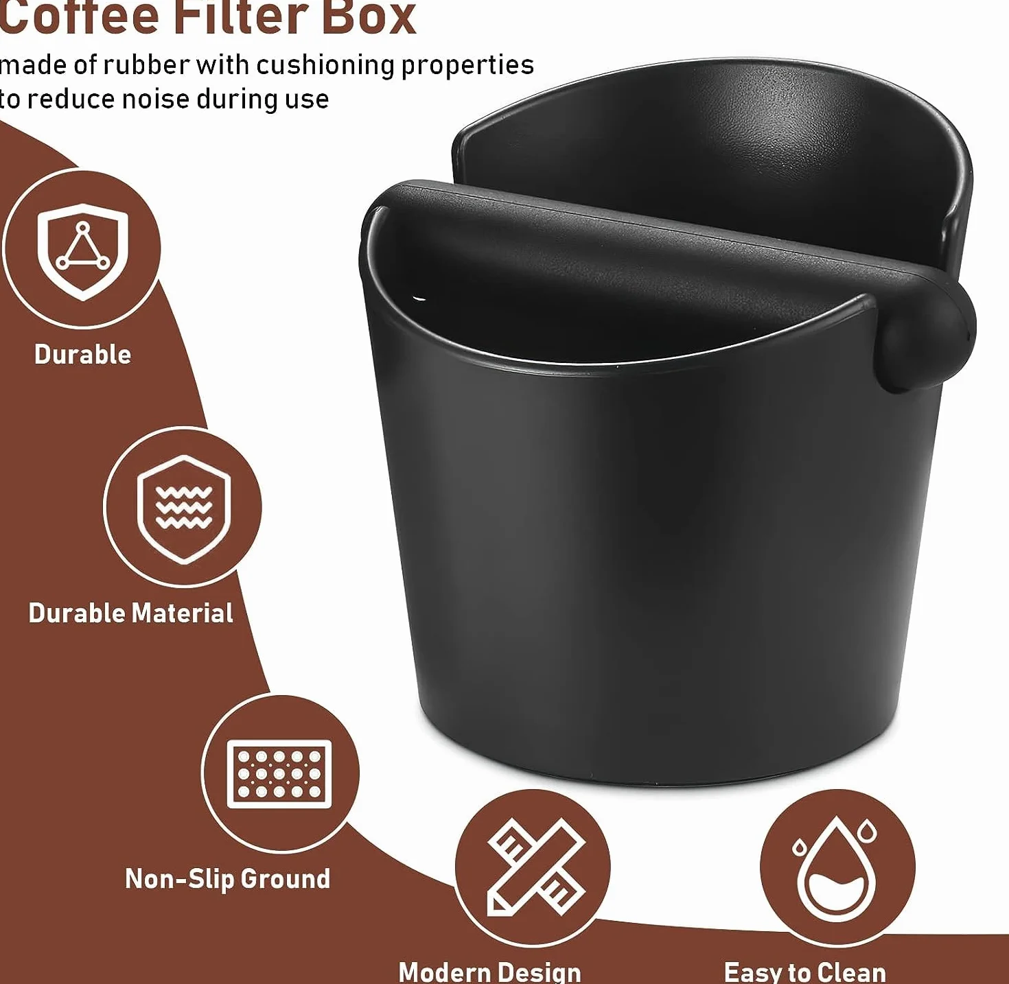 Contenitore per Fondi di Caffè, Scatola per Fondi di Caffè con Barra per i Colpi Rimovibile, Knock Box Coffee, Accessori per Macchina da Caffè per Raccoglie e Ricicla per i Fondi di Caffè