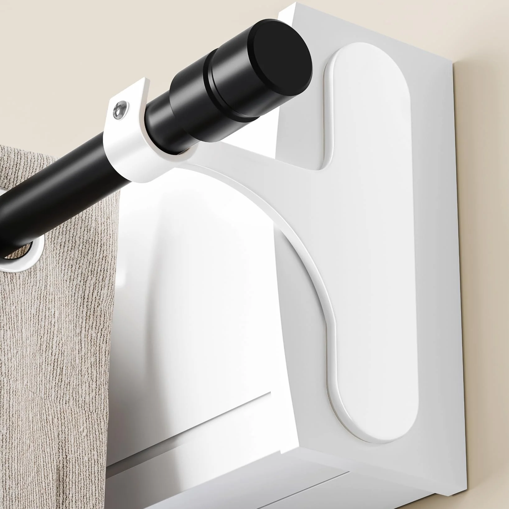 niffgaff Supporto per Bastone Tenda Senza Fori per Cassonetto Tapparella – Fissaggio Autoadesivo, Set da 2 per Bastoni 19–28 mm, Metallo Resistente, Installazione Rapida, Bianco