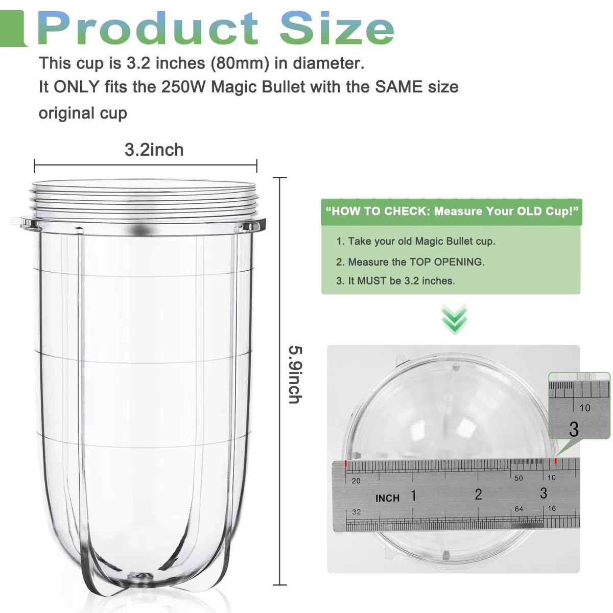 2 tazze di ricambio per Magic Bullet parti di ricambio 16 once frullatore tazze Jar compatibile con 250W Magic Bullet MB1001 Series Juicer Mixer
