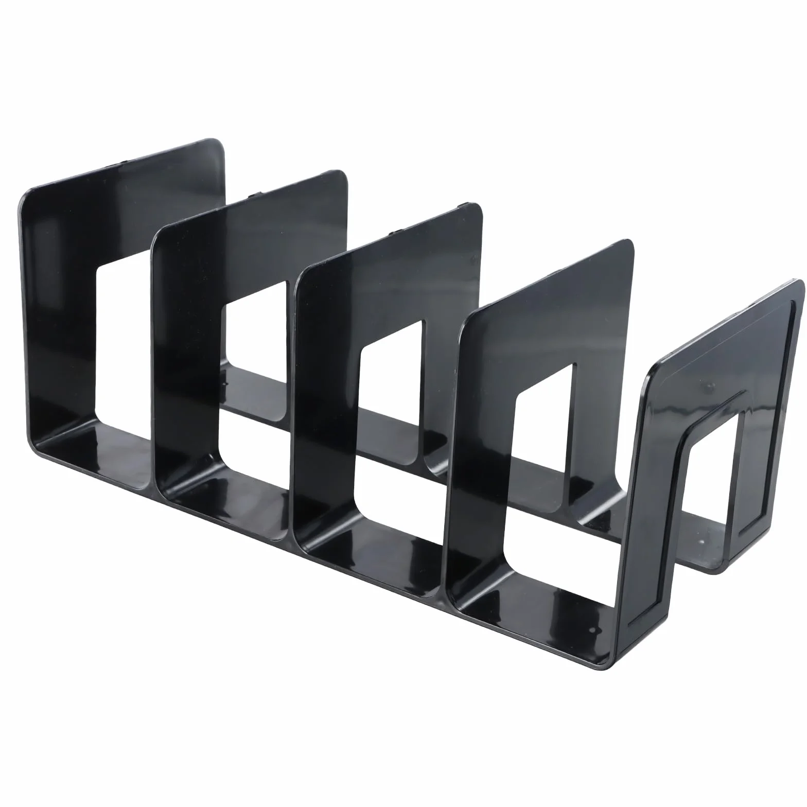 Portariviste in Acrilico con 4 Scomparti, Scaffale a Leva per Riviste, Organizer Multifunzionale per Scrivania in Acrilico, Porta Riviste e Libri per Ufficio e Biblioteca, 32x14,5x13cm (Nero)