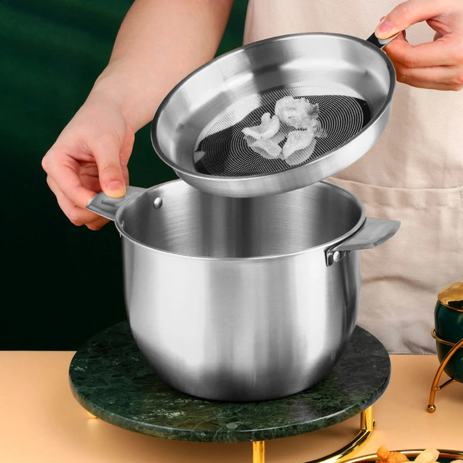 Contenitore per olio per frittura, 2,8 l, contenitore per filtro olio domestico, filtro in acciaio inox, accessorio da cucina con coperchio a rete filtrante per cucina (#1)