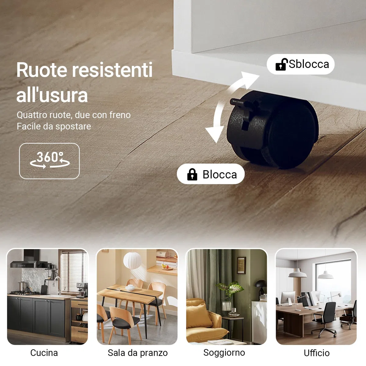 SoBuy Cassettiera Ufficio Cassettiera Scrivania con Ruote Porta Stampante Schedario da Ufficio con Cassetto, Anta e Ripiani Tavolino Salvaspazio Bianco 50x40x75cm FBT106-W