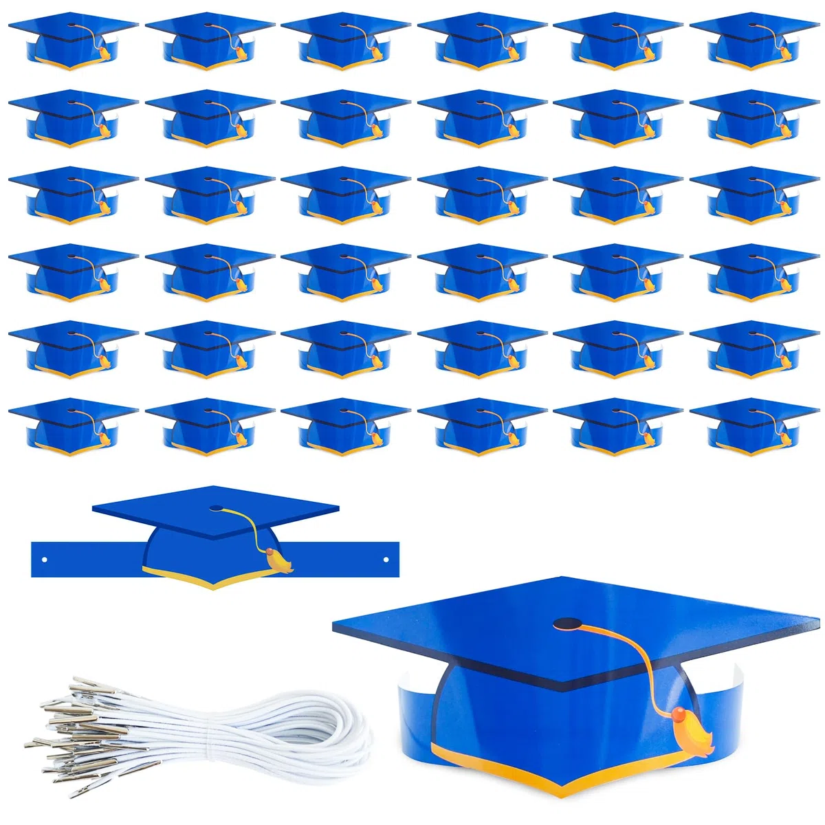 36 cappellini di laurea per bambini e adulti, cappelli di carta per lauree, per studenti, fasce regolabili per feste di laurea