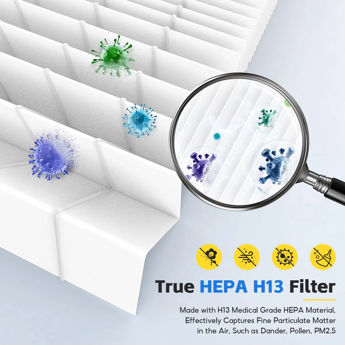 2 Pezzi HY4866 Filtro di Ricambio, Compatibile con Perfiltro Purificatore D'aria MORENTO HY4866, HY4866-WF, WESTHEY HY4866, Filtro HEPA 3 in 1, Numero di Parte HY4866