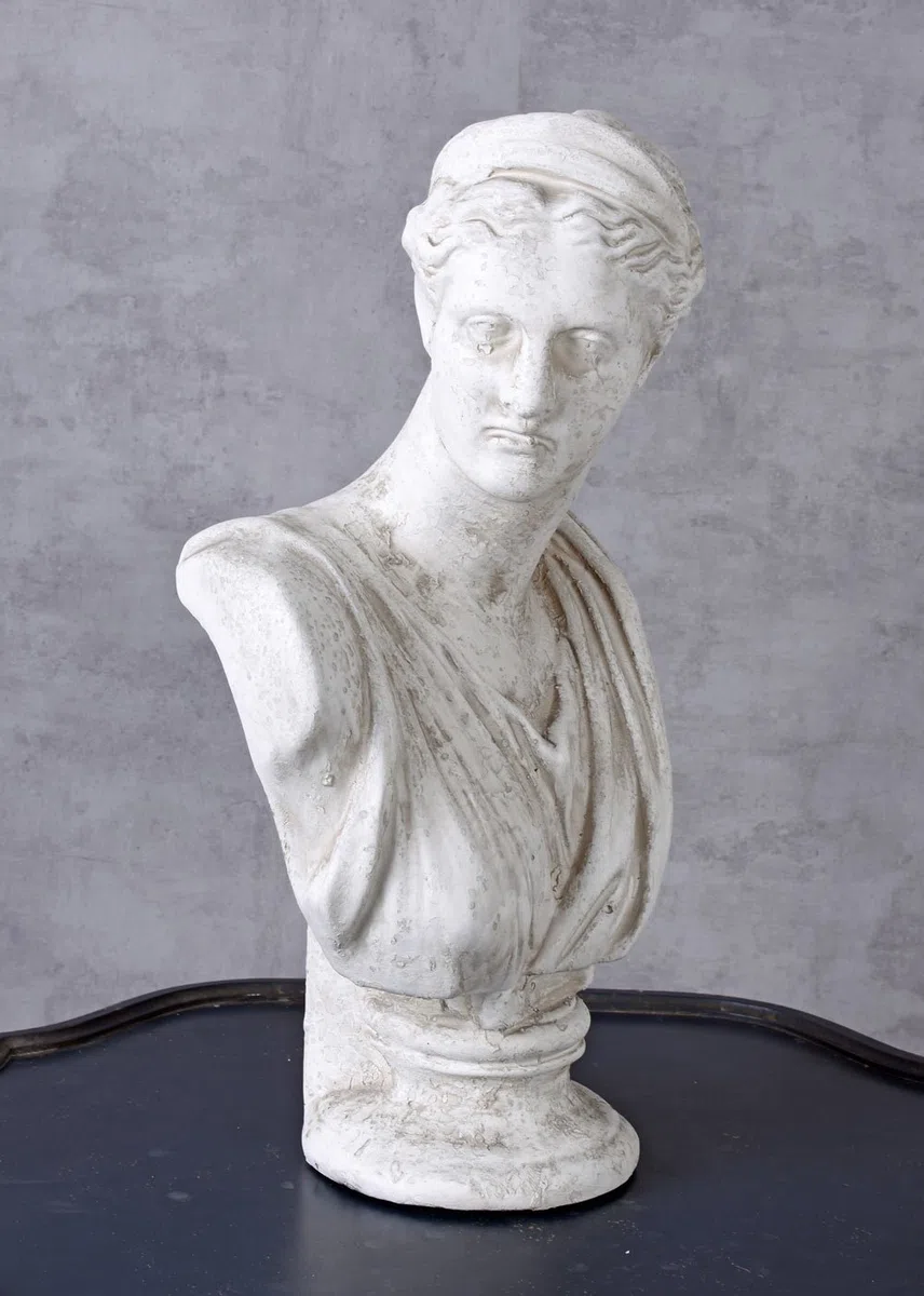 Unbekannt Yac032 Palazzo - Busto da donna, in fibra di vetro, effetto marmo, testa da donna, colore: bianco