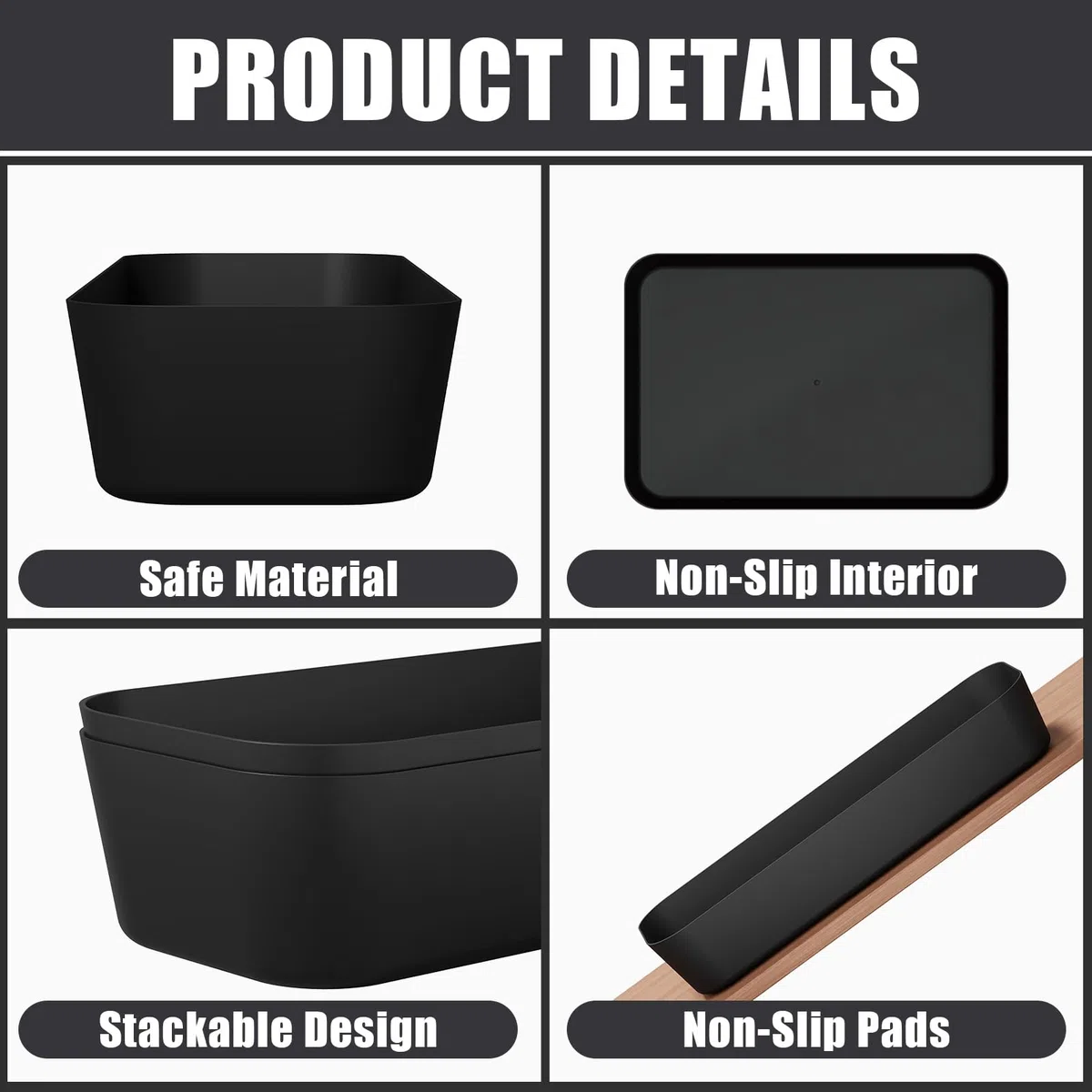 Organizer Cassetti Plastica, 18 Pezzi, Scatole Plastica Organizer, Contenitori per Cassetti Salvaspazio per Trucchi Cassetti, Cosmetici, Bagno, Cucina, Ufficio, Scrivania
