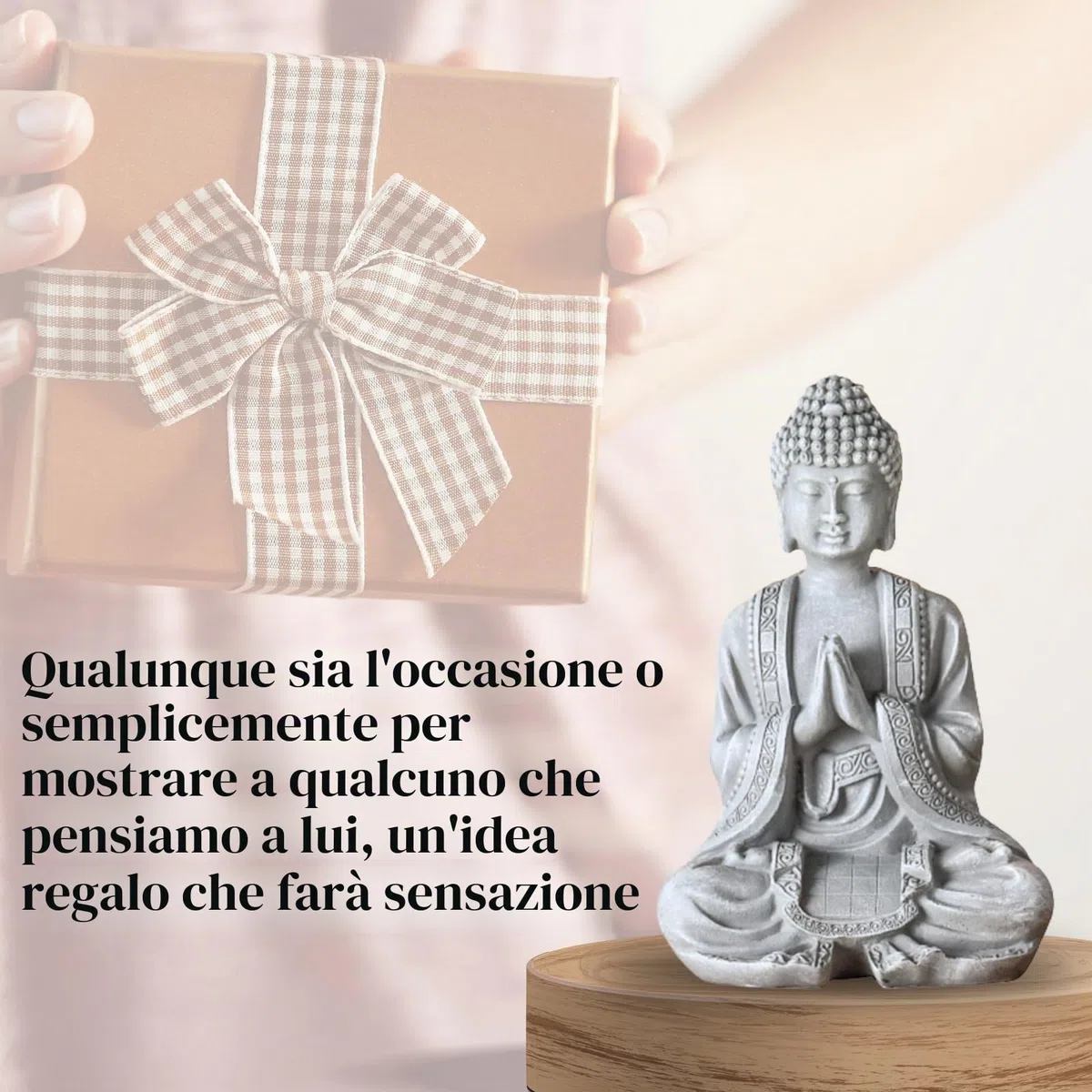 Zen'Light - Statuetta di Buddha meditazione 2, grigio pietra, SBM2