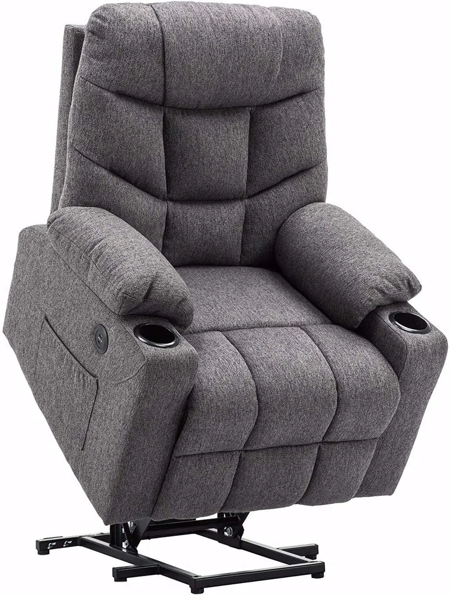 MCombo 7286DE - Poltrona relax elettrica con ingressi 2 USB, tessuto grigio scuro